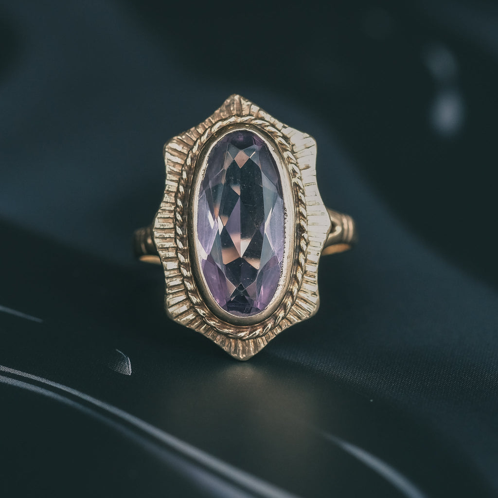 12. 1974 Amethyst Frill Ring - Lost Owl Jewelry