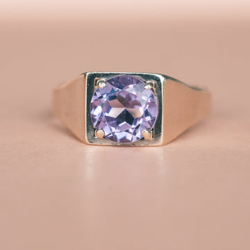 12. 1975 Modernist Amethyst Signet Ring - Lost Owl Jewelry