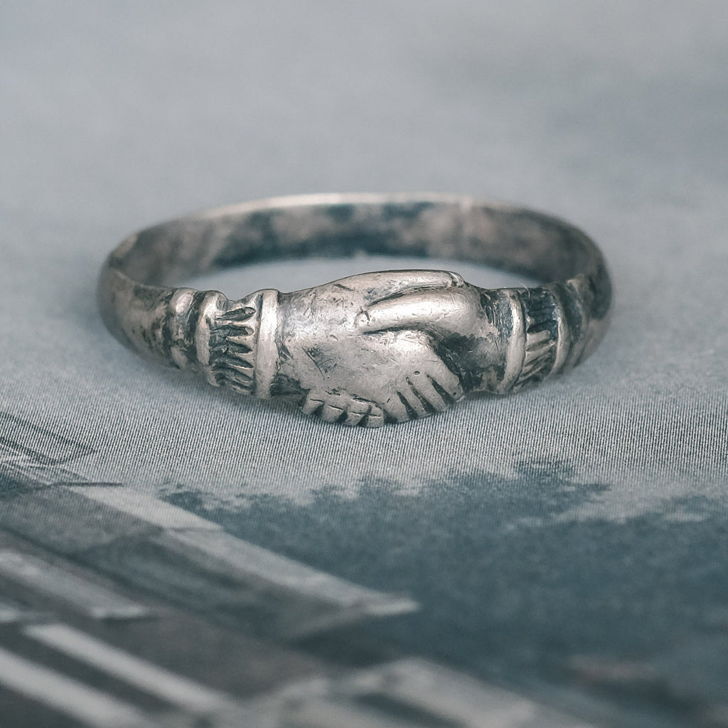 17th Century Silver Fede Ring - Lost Owl Jewelry