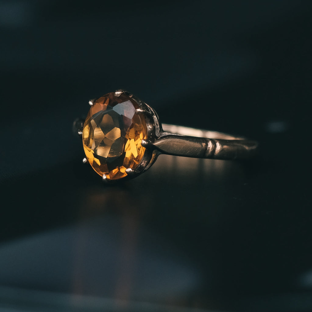 18. 1962 Citrine Solitaire Ring - Lost Owl Jewelry