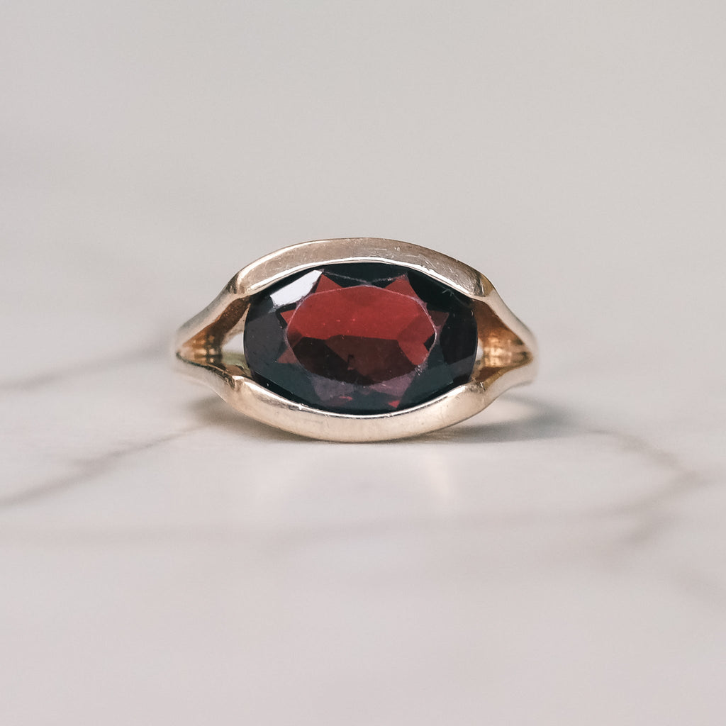 18. Modernist Garnet Ring - Lost Owl Jewelry