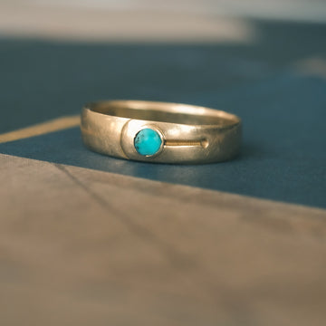 1878 Turquoise Button Ring - Lost Owl Jewelry