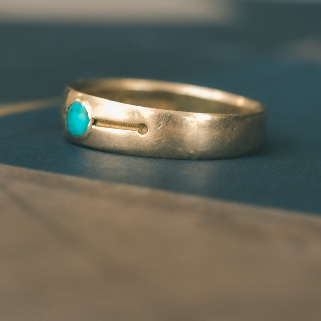 1878 Turquoise Button Ring - Lost Owl Jewelry