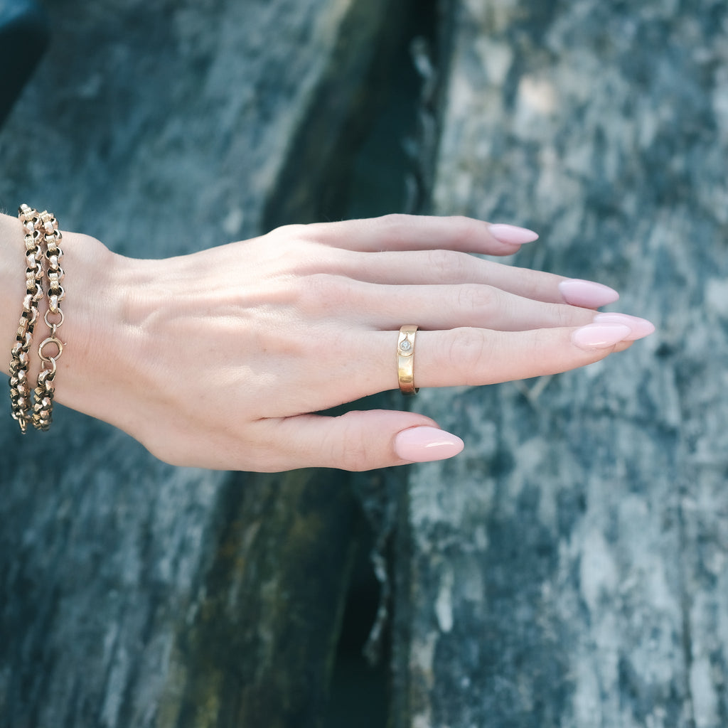 1891 Diamond Button Ring - Lost Owl Jewelry