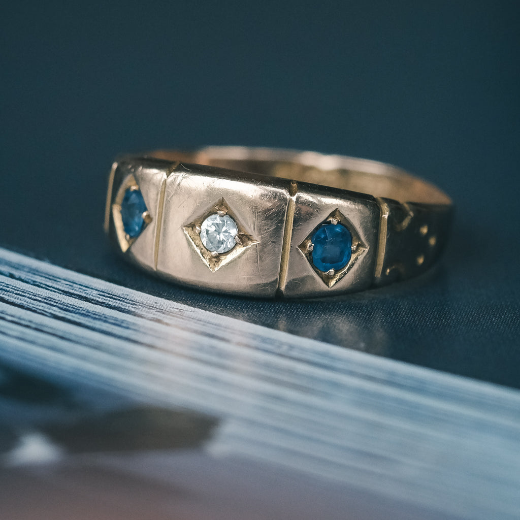 1893 Diamond & Sapphire "Gypsy" Ring - Lost Owl Jewelry