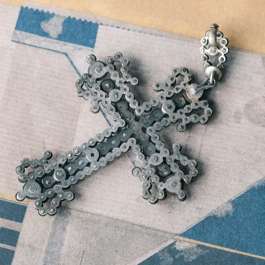 18th Century Cut Steel Cross - Lost Owl Jewelry