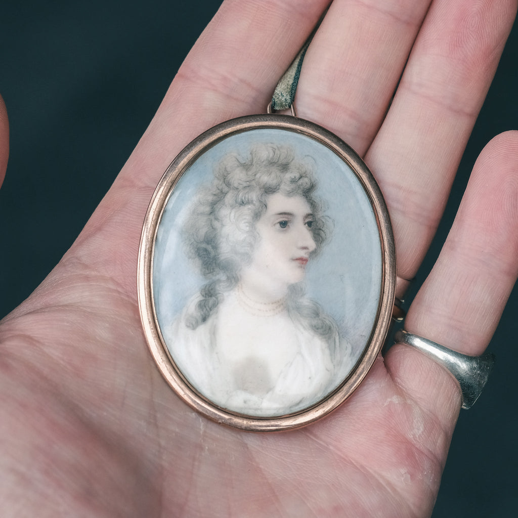 18th Century Miniature Portrait Pendant - Lost Owl Jewelry