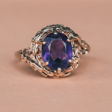 19. 1972 Brutalist Amethyst Ring - Lost Owl Jewelry