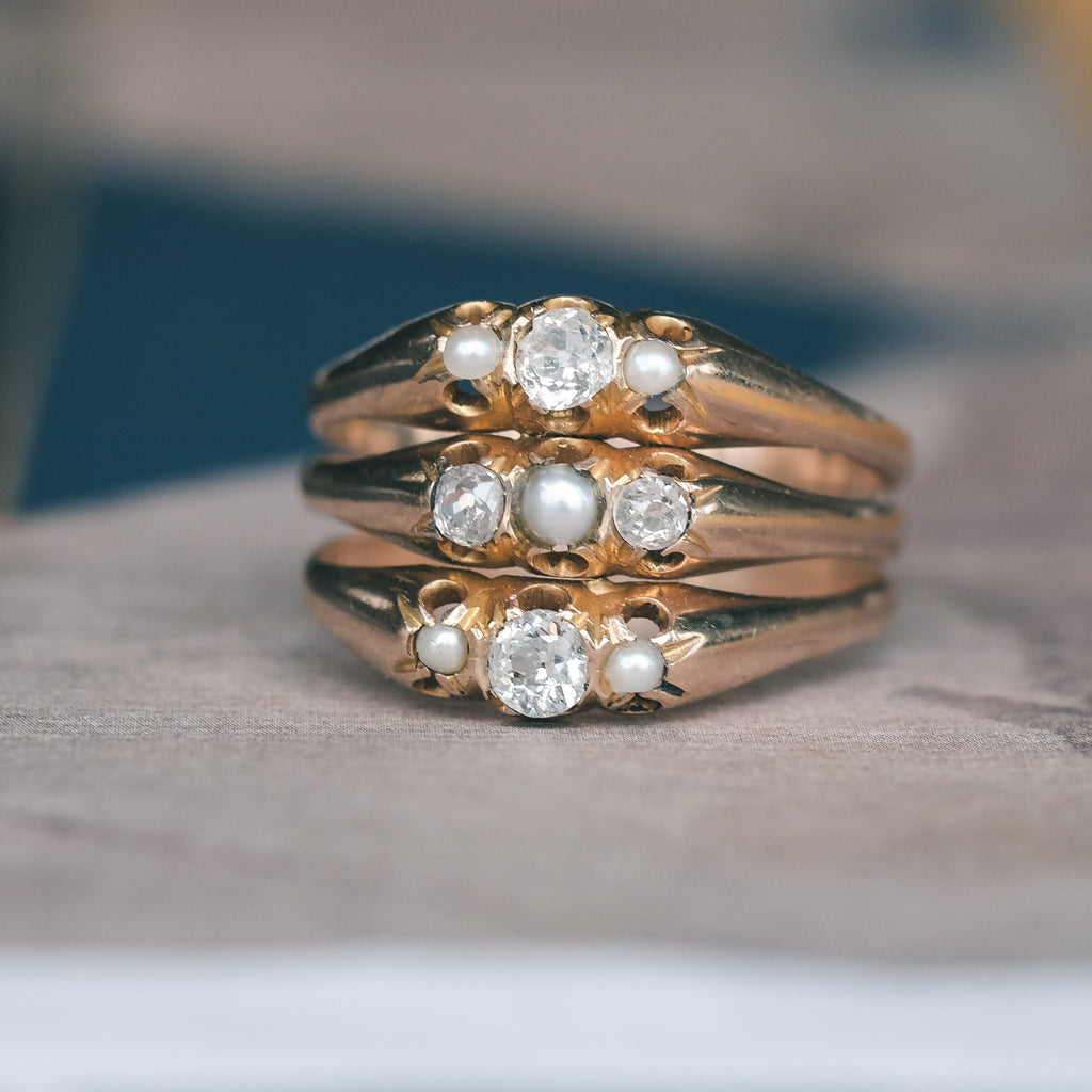 1909 9 - Stone Triple Ring - Lost Owl Jewelry