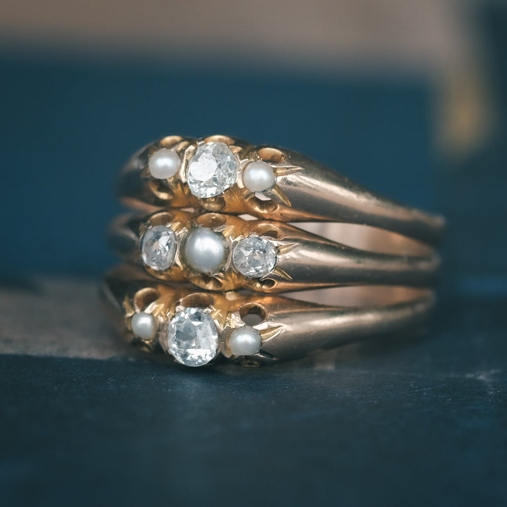 1909 9 - Stone Triple Ring - Lost Owl Jewelry