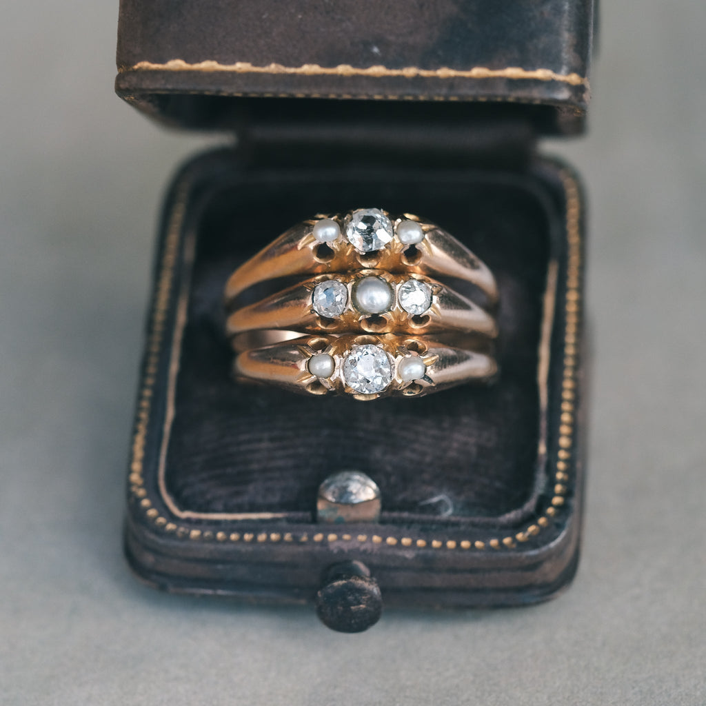 1909 9 - Stone Triple Ring - Lost Owl Jewelry