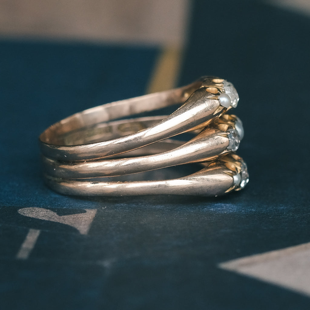 1909 9 - Stone Triple Ring - Lost Owl Jewelry