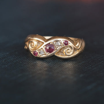 1911 Ruby Scroll Ring - Lost Owl Jewelry