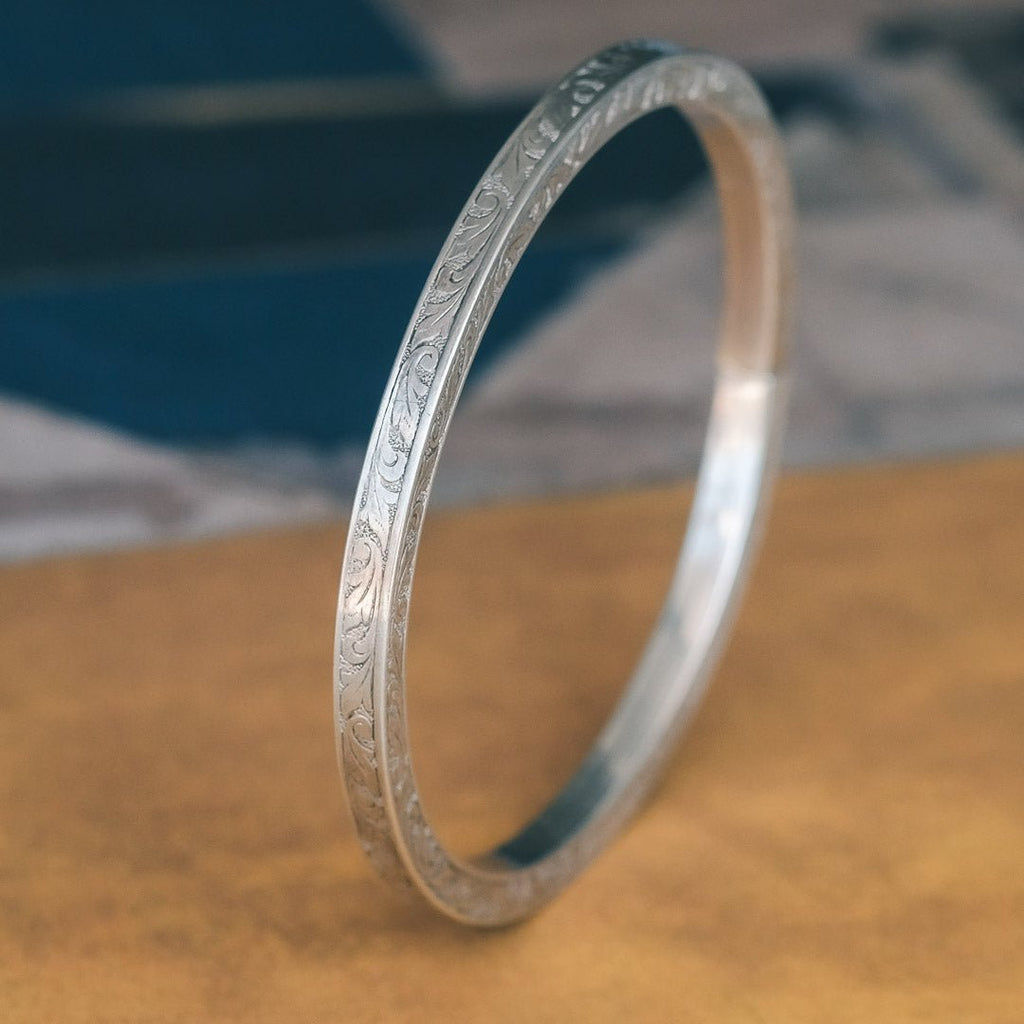 1920s Acanthus Silver Bangle - Lost Owl Jewelry