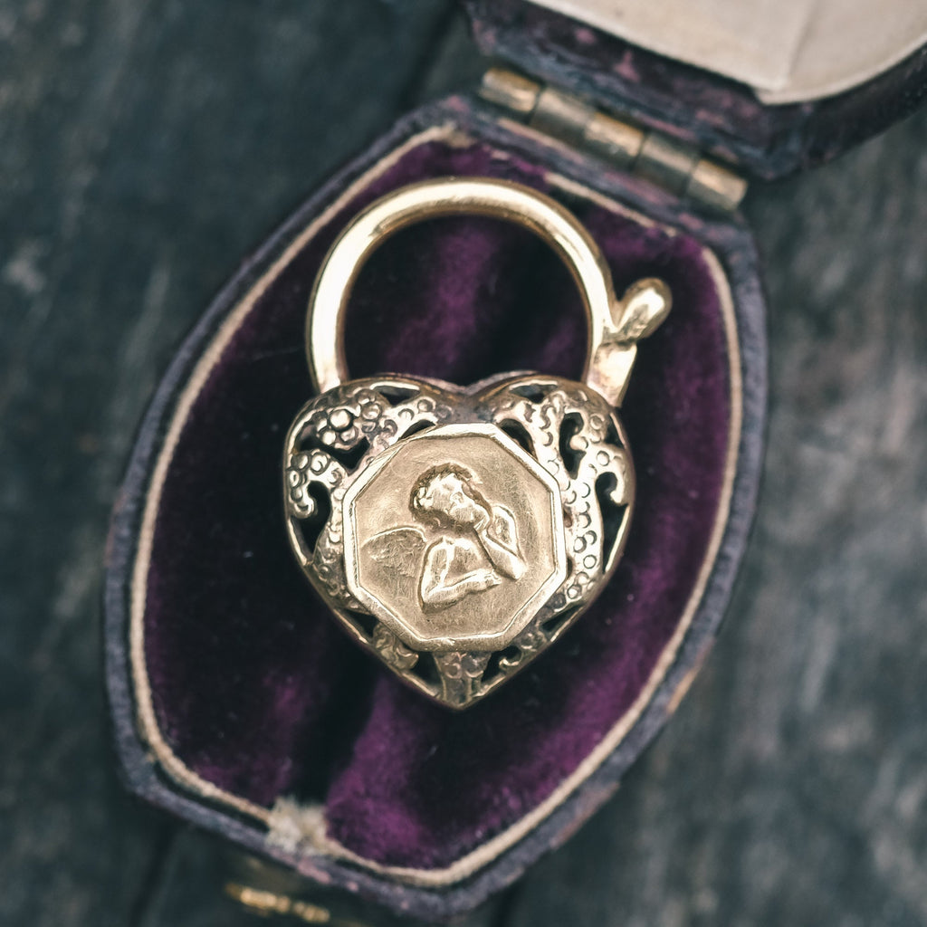 1920s "Cupid" Openwork Heart Padlock - Lost Owl Jewelry