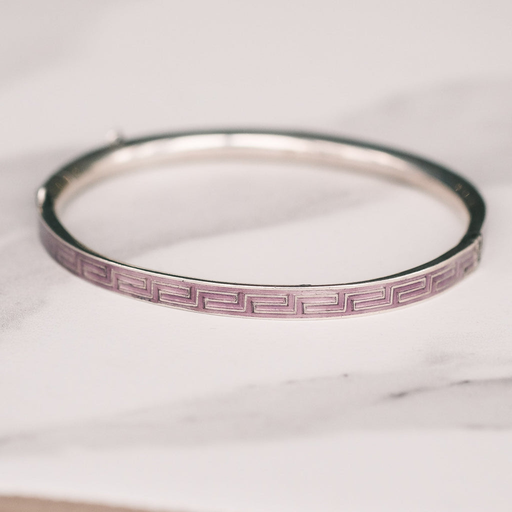 1920s Pink Greek Key Bangle - Lost Owl Jewelry