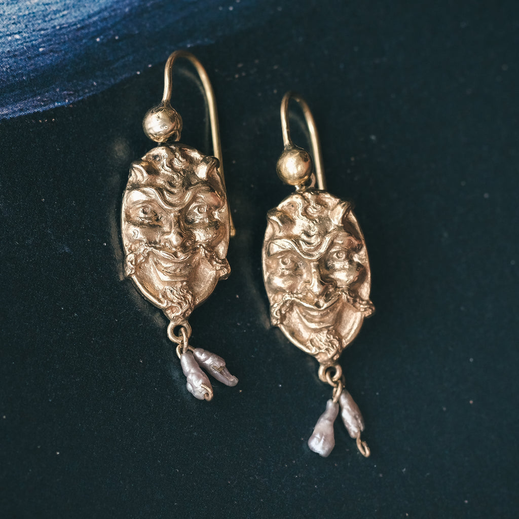 1920s Theatrical Mask Earrings - Lost Owl Jewelry