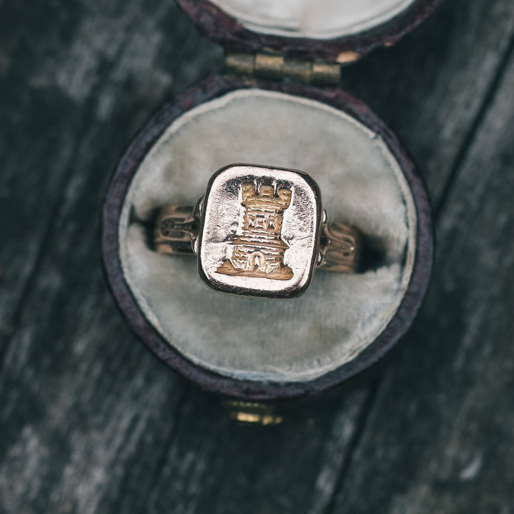 1920s Tower Intaglio Signet Ring - Lost Owl Jewelry