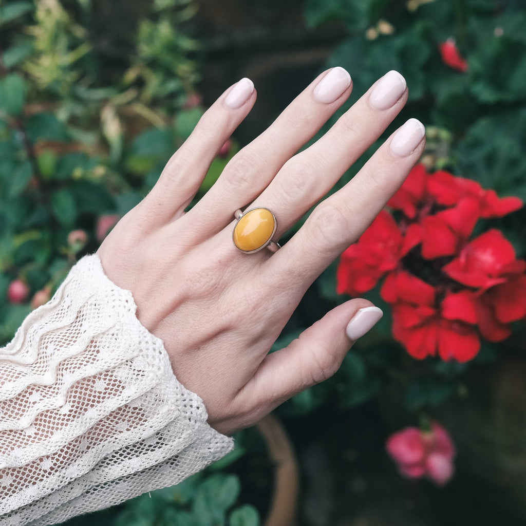 1930s Butterscotch Amber Ring - Lost Owl Jewelry