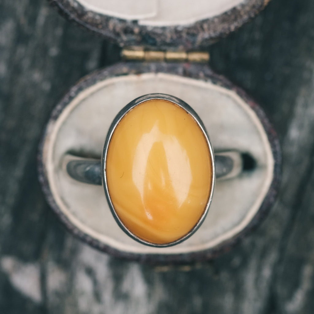 1930s Butterscotch Amber Ring - Lost Owl Jewelry