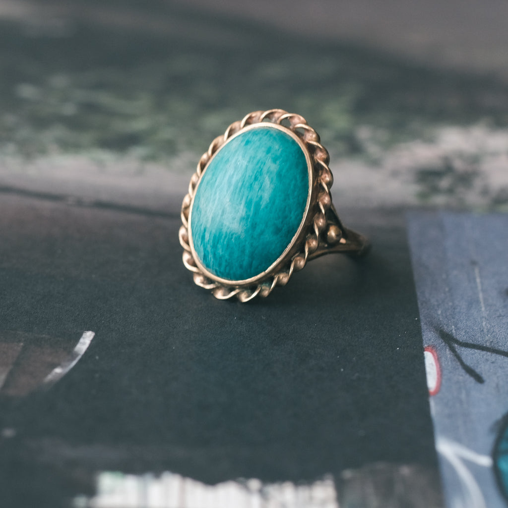 1930s Chrysocolla Ring - Lost Owl Jewelry