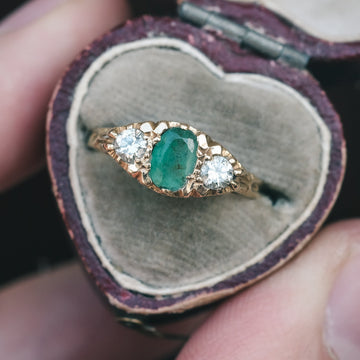 1930s Emerald Boat Ring - Lost Owl Jewelry