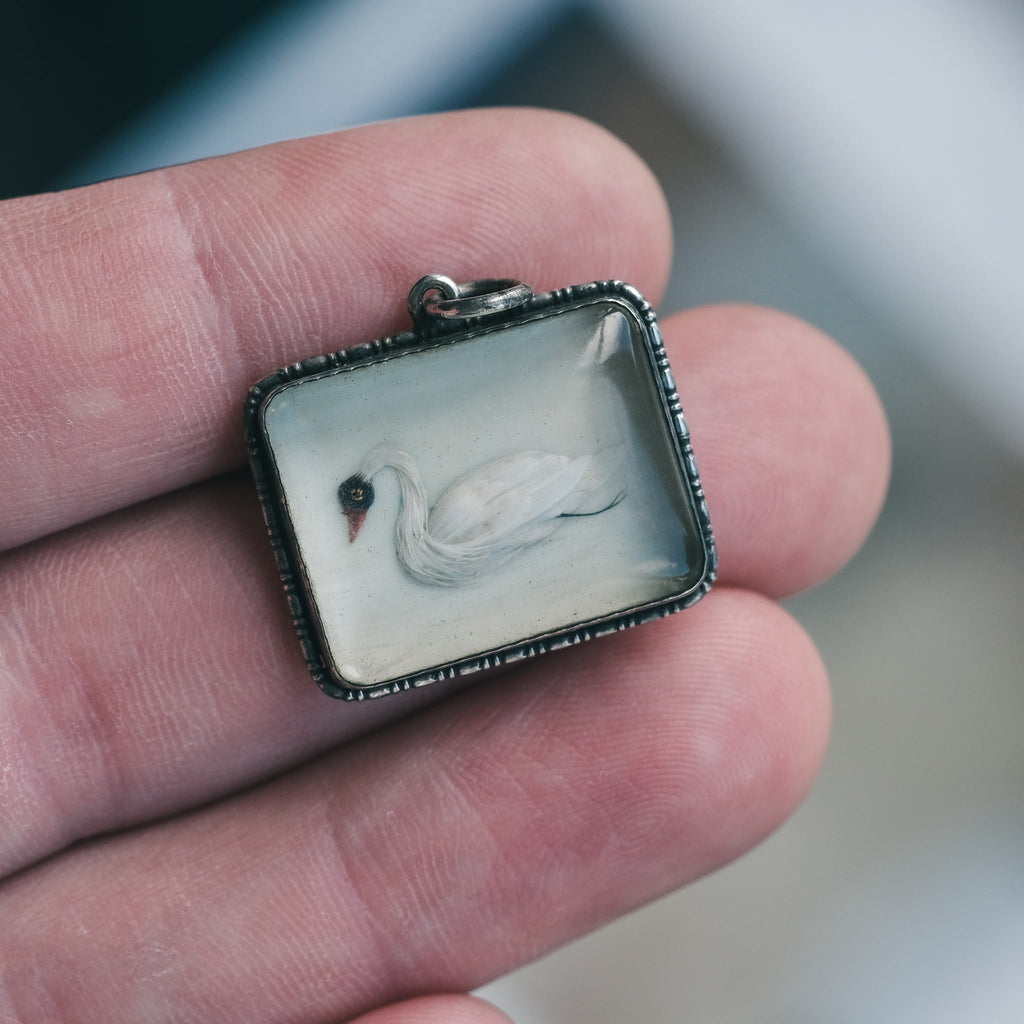 1930s Feather Swan Pendant - Lost Owl Jewelry