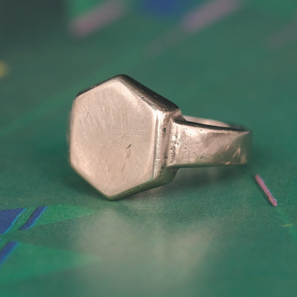 1930s Gold Hexagon Signet Ring - Lost Owl Jewelry