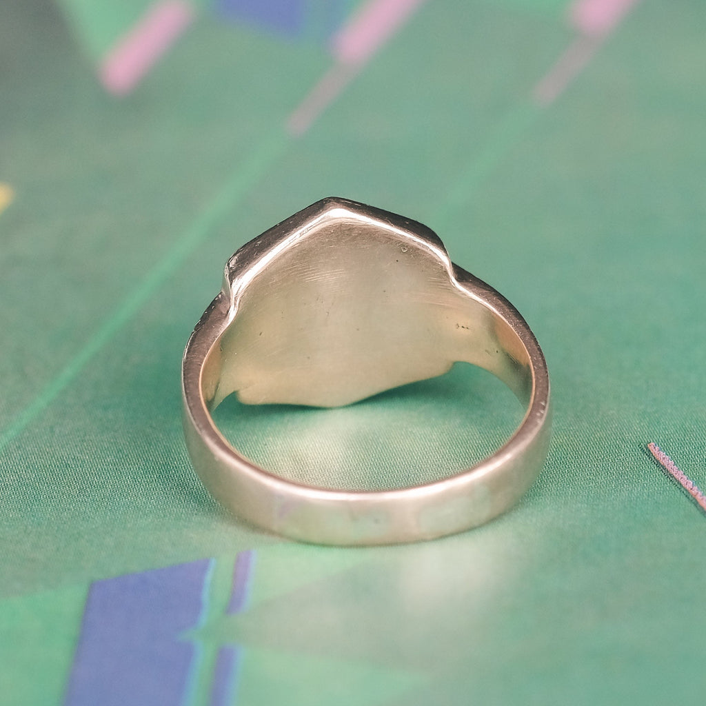 1930s Gold Hexagon Signet Ring - Lost Owl Jewelry