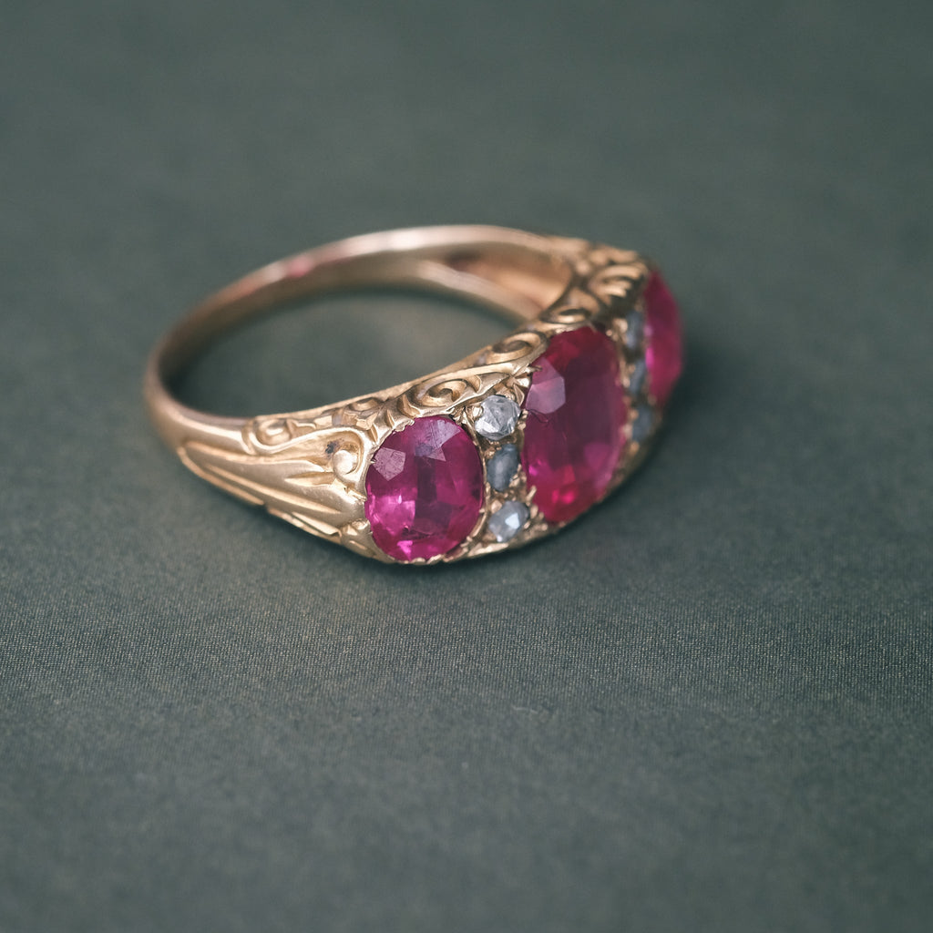 1930s Ruby Carved Half - Hoop - Lost Owl Jewelry