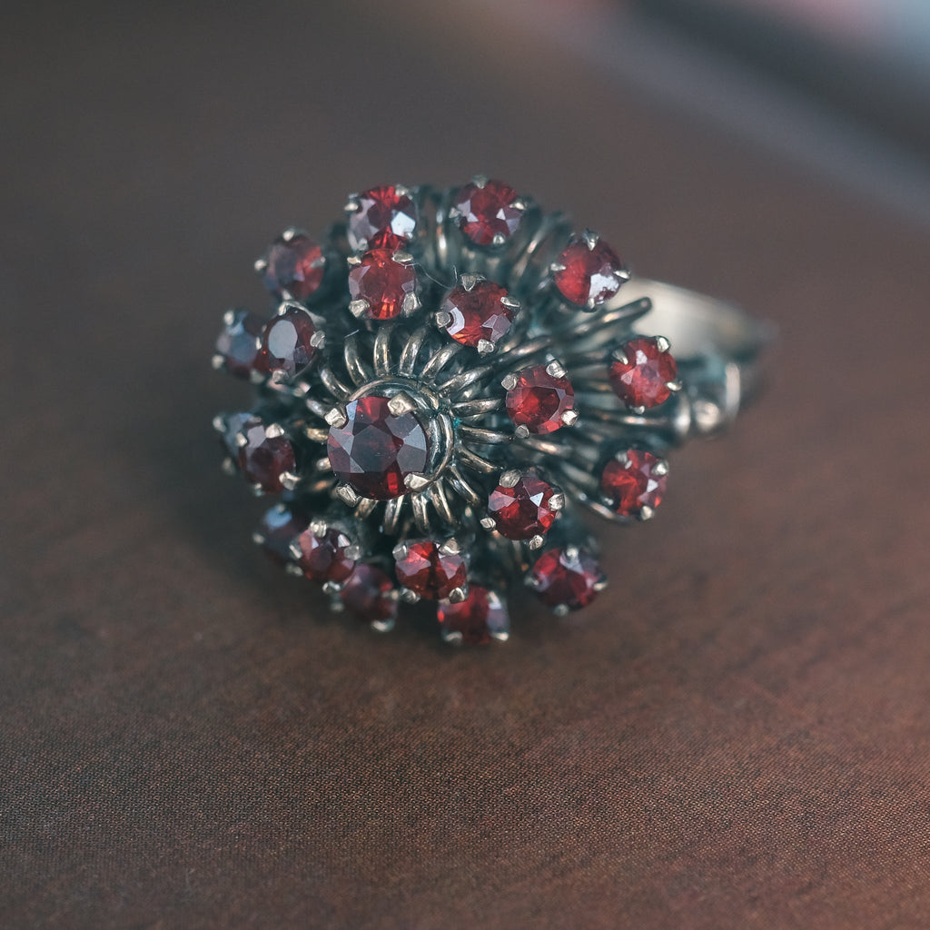 1950s Garnet Wire - Work Ring - Lost Owl Jewelry