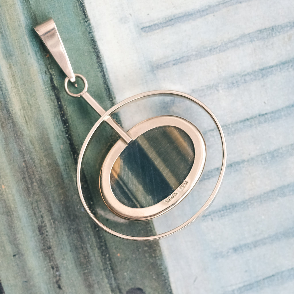 1950s Hawk's Eye Halo Pendant - Lost Owl Jewelry