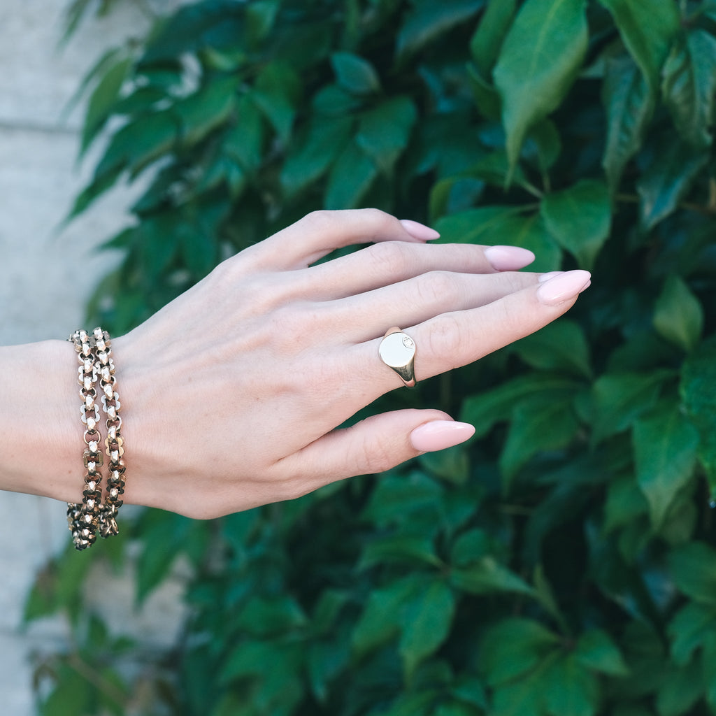 1957 Diamond Signet Ring - Lost Owl Jewelry