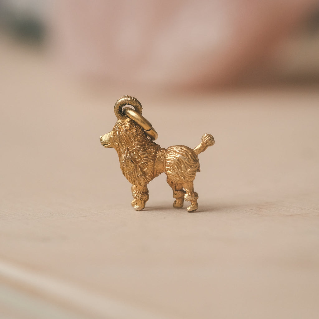 1960 Gold Poodle Charm - Lost Owl Jewelry