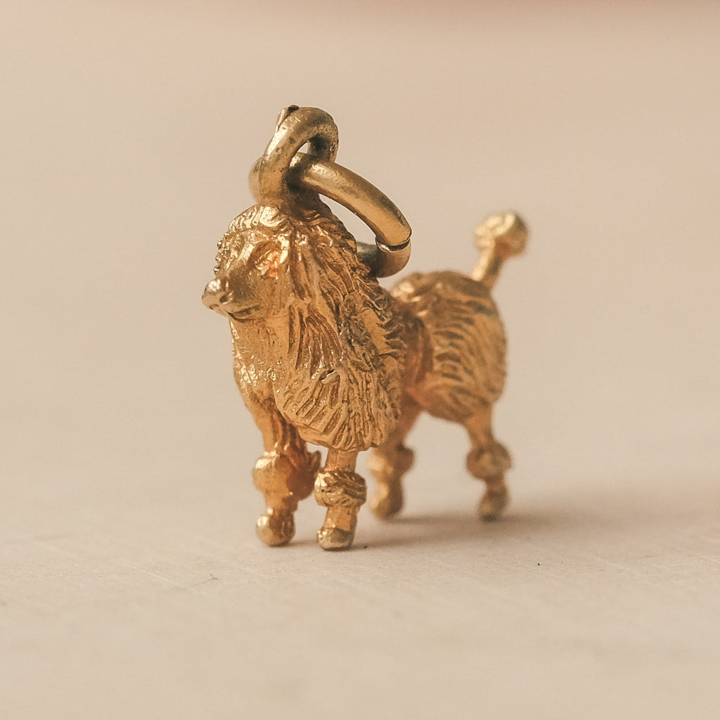 1960 Gold Poodle Charm - Lost Owl Jewelry