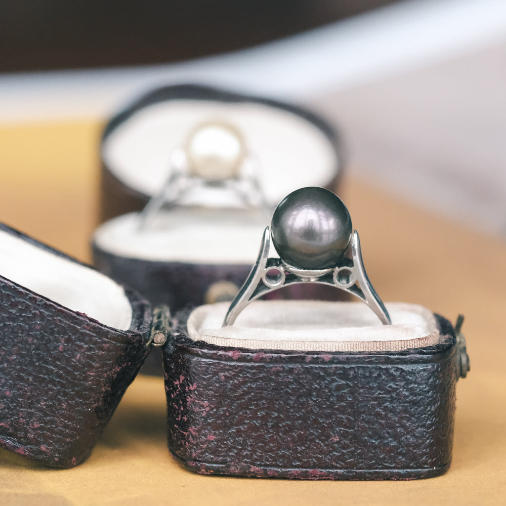 1960s Black & White Pearl Rings - Lost Owl Jewelry