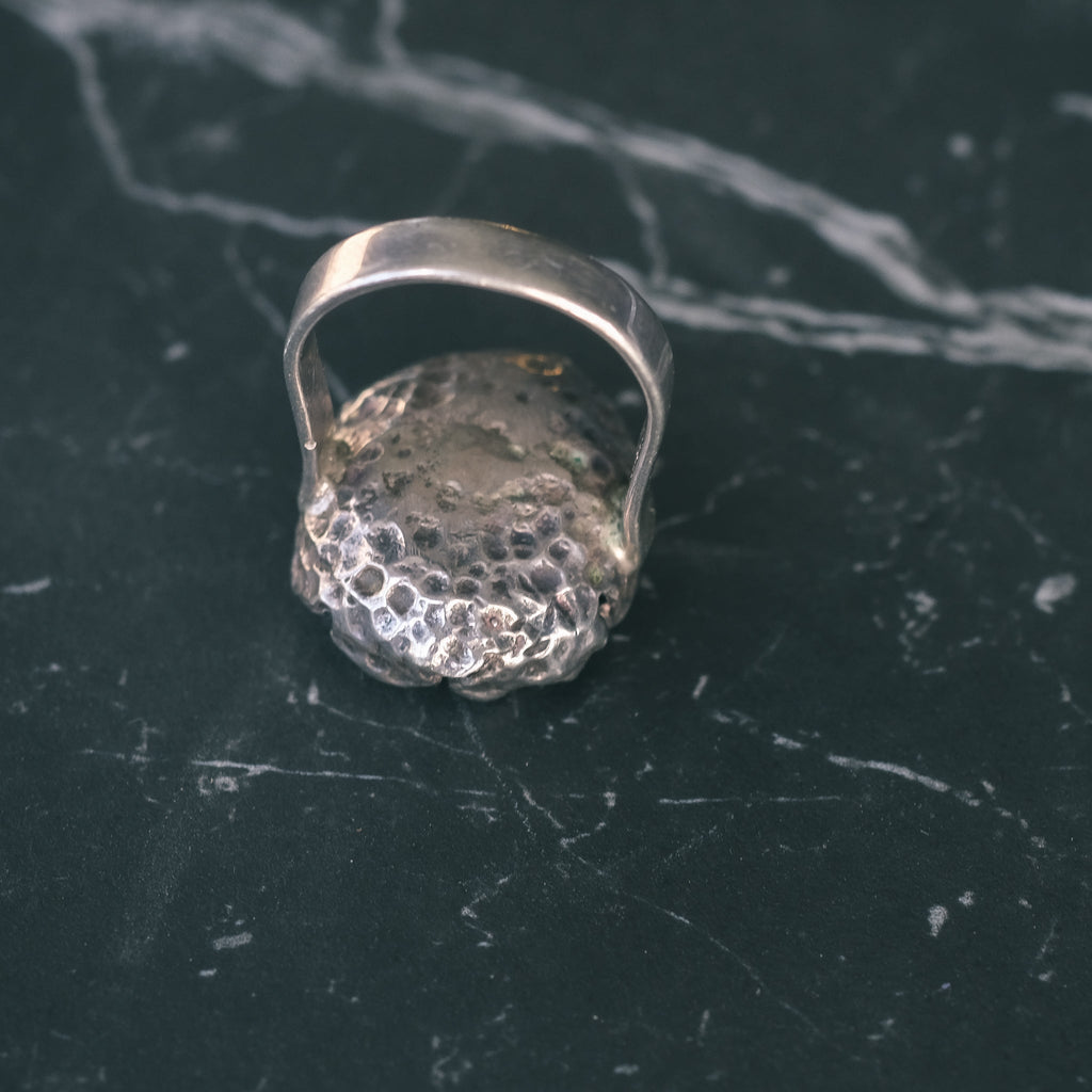 1960s Chrysoprase Brutalist Ring - Lost Owl Jewelry