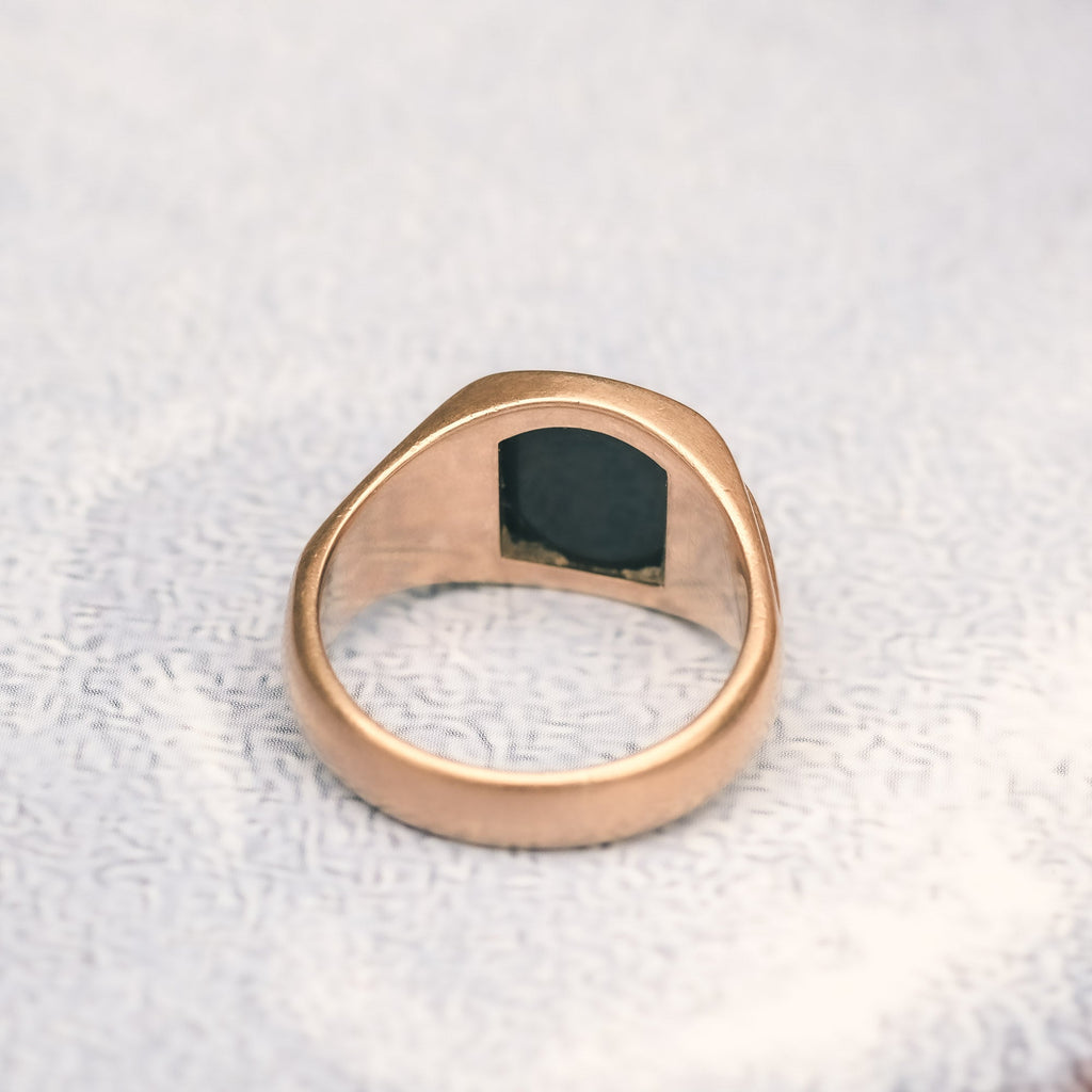 1960s Onyx Shield Signet Ring - Lost Owl Jewelry