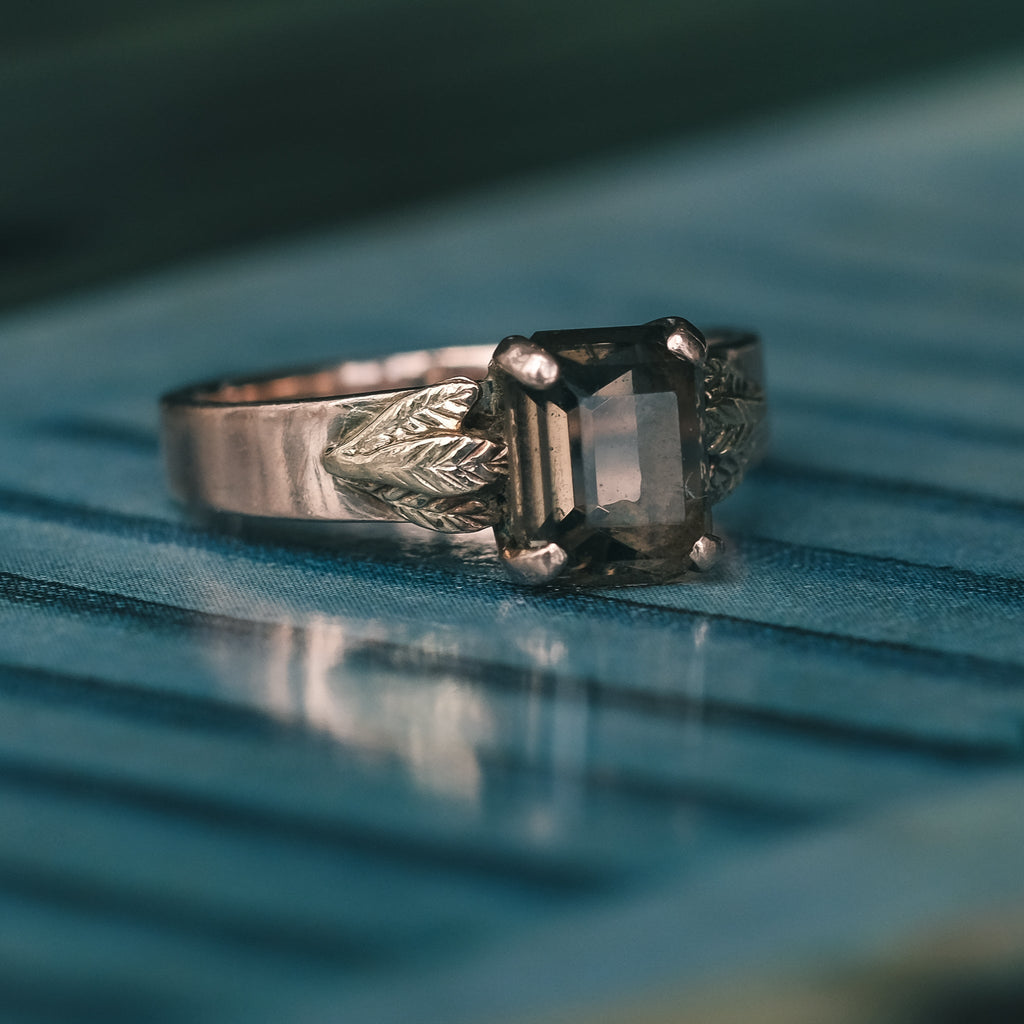 1960s Smoky Quartz Leaves Ring - Lost Owl Jewelry