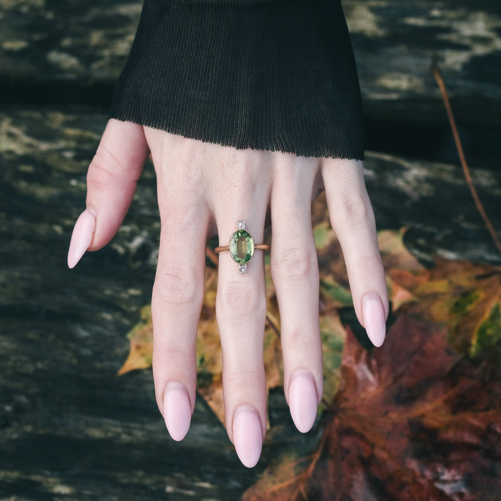 1961 Peridot Satellite Ring - Lost Owl Jewelry