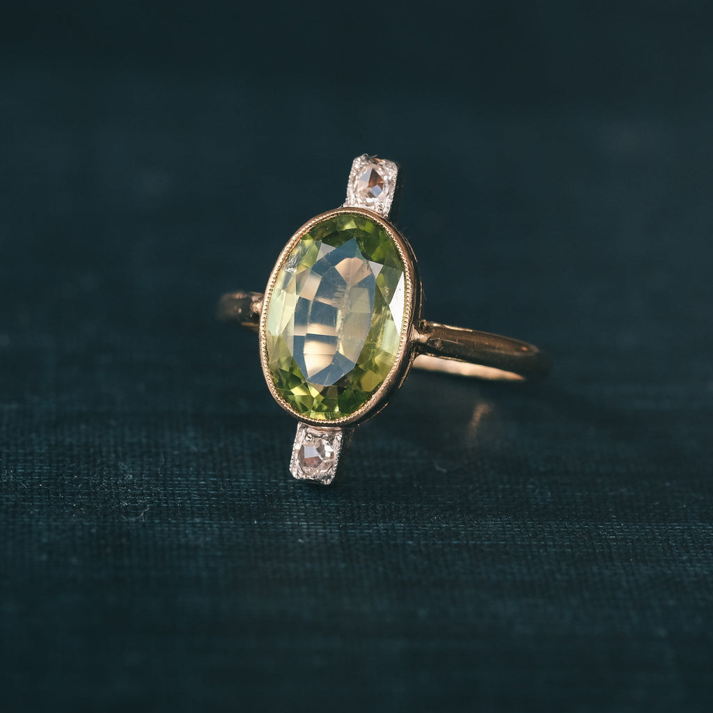 1961 Peridot Satellite Ring - Lost Owl Jewelry