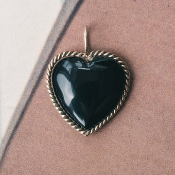 1970s Black Heart Pendant - Lost Owl Jewelry