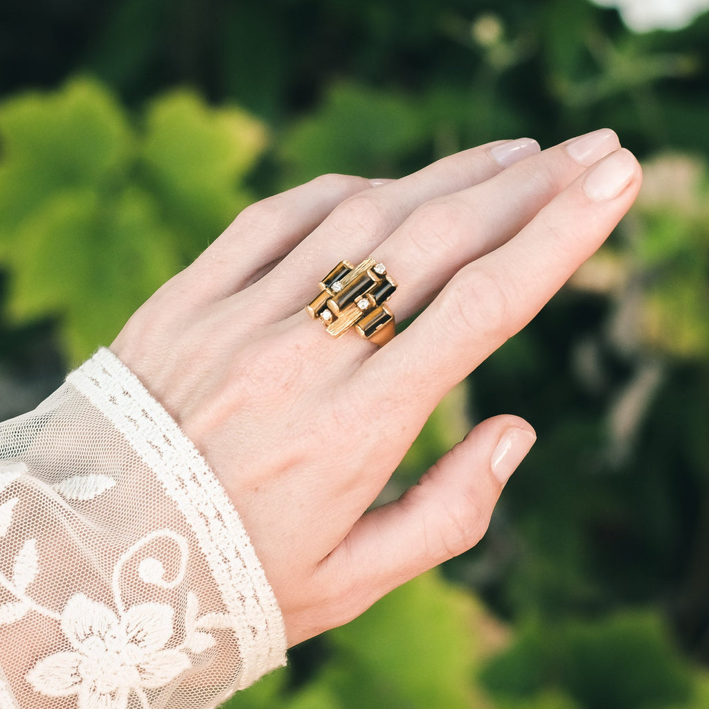 1970s Brutalist Tiger's Eye Ring - Lost Owl Jewelry