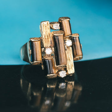 1970s Brutalist Tiger's Eye Ring - Lost Owl Jewelry