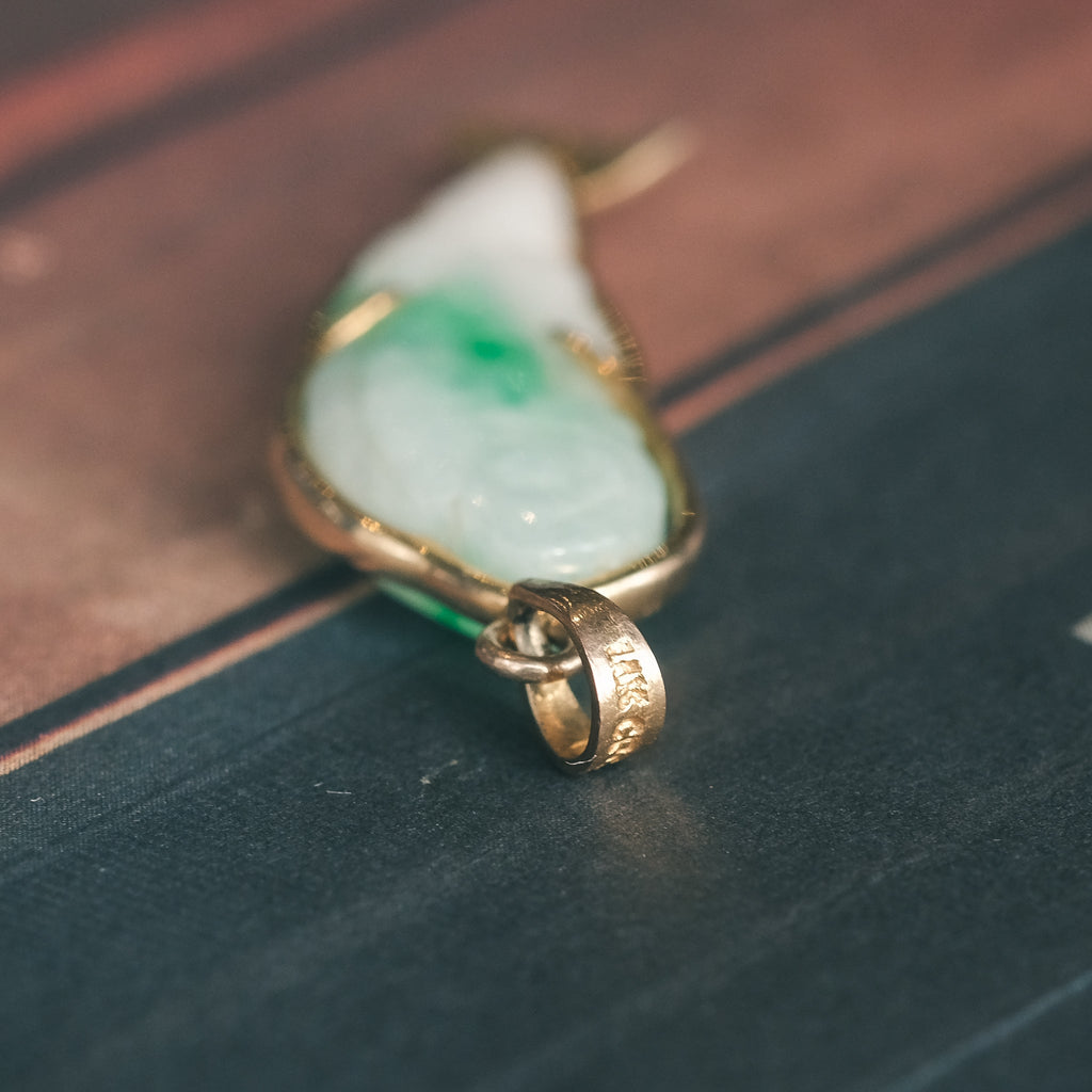 1970s Carved Jade Fish Pendant - Lost Owl Jewelry