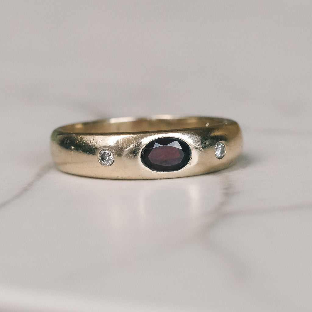 1970s Garnet "Gypsy" Ring - Lost Owl Jewelry