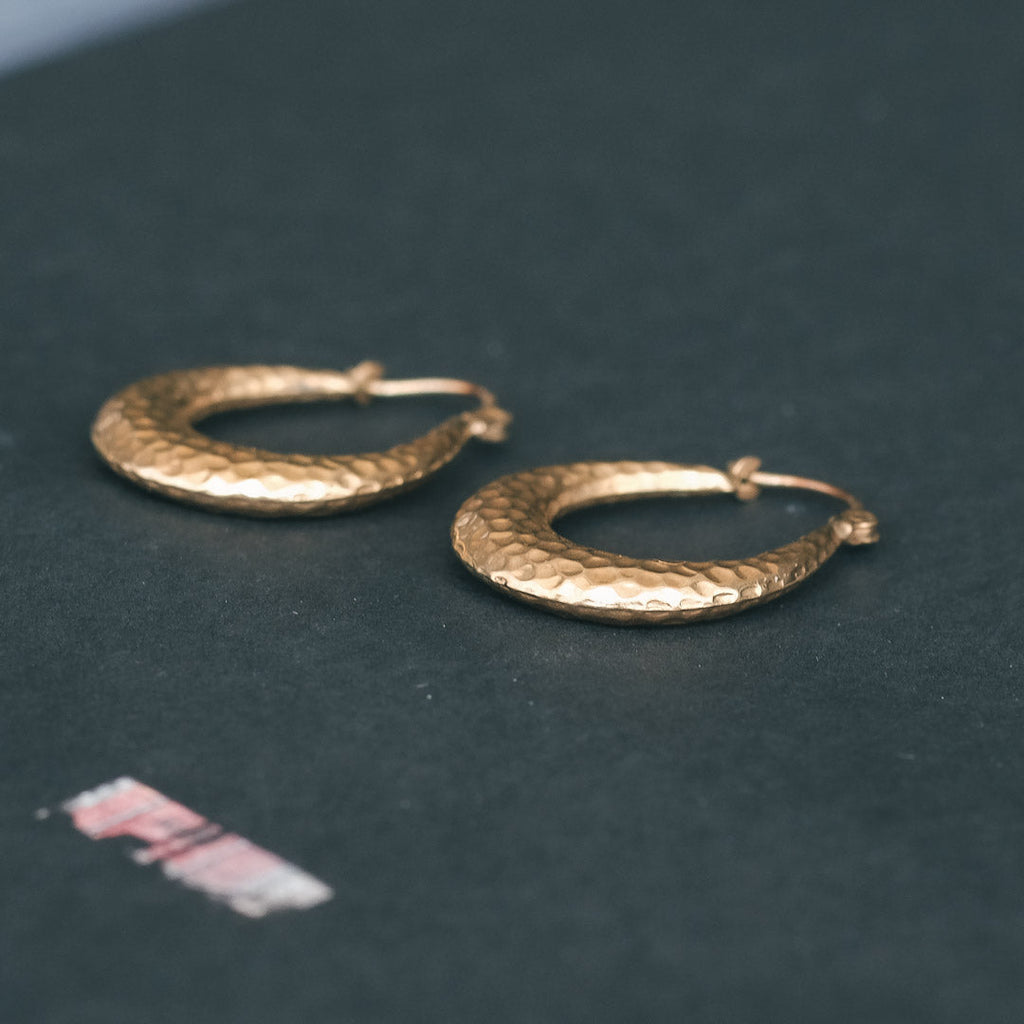 1970s Hammered Hoops - Lost Owl Jewelry