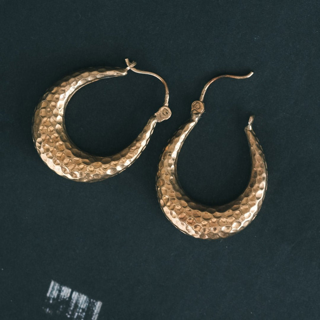 1970s Hammered Hoops - Lost Owl Jewelry
