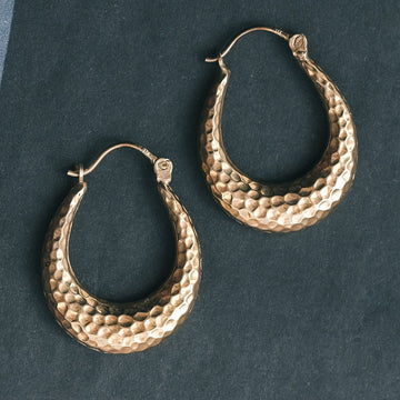 1970s Hammered Hoops - Lost Owl Jewelry