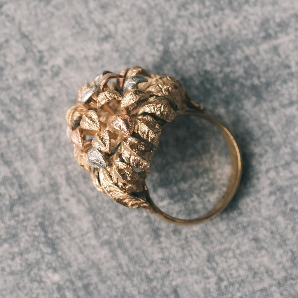 1970s Italian Leafy Bombé Ring - Lost Owl Jewelry